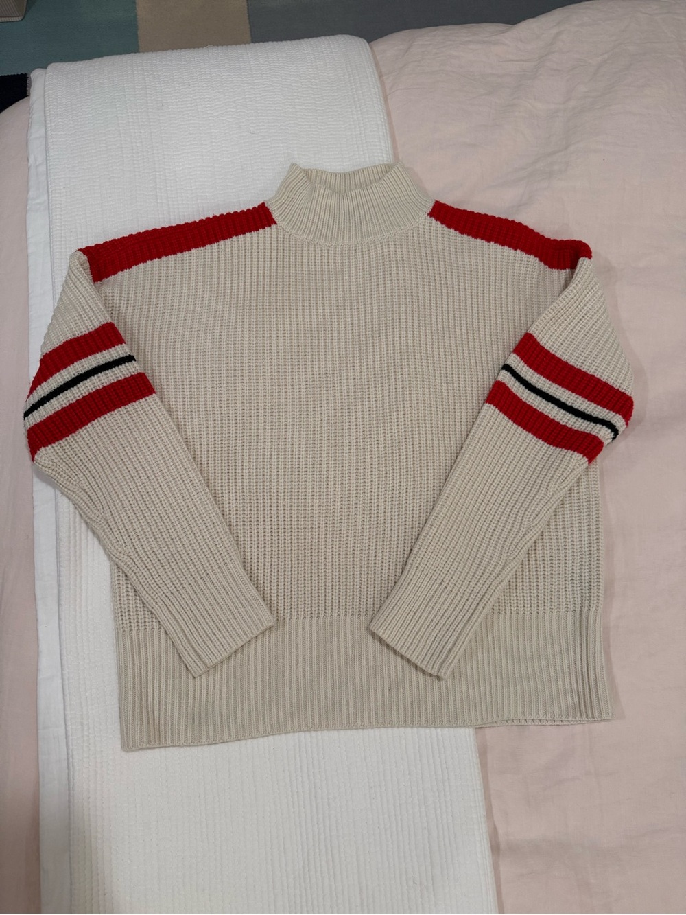 Sanctuary Cream Ribbed Turtleneck Sweater, Size M